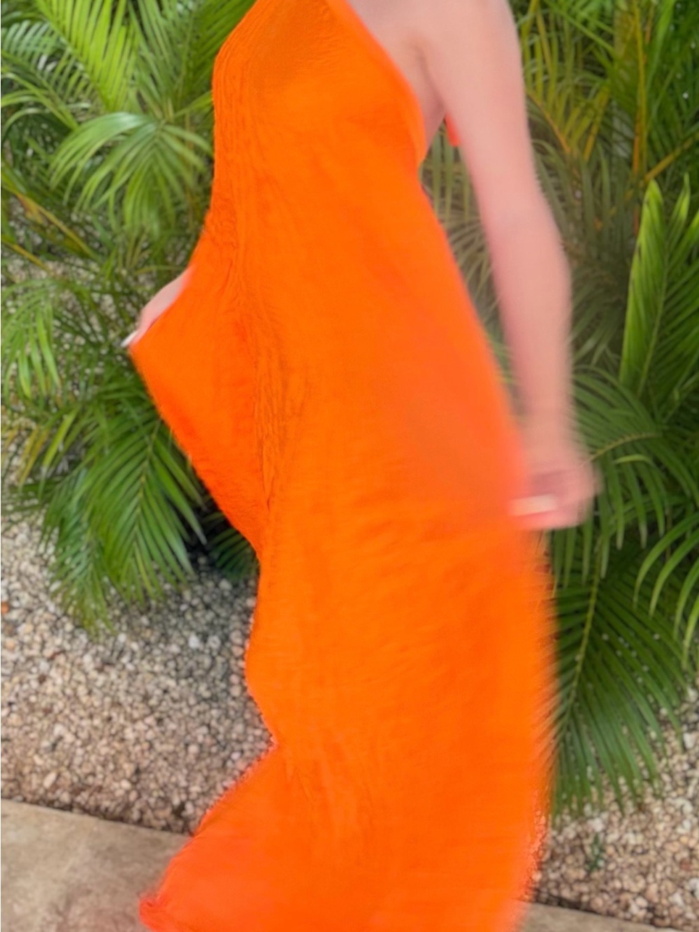 Backless Halter Maxi Dress in Bright Orange